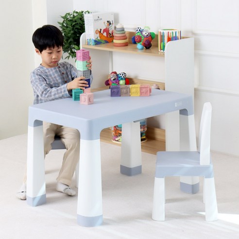 헬로디노 아기 유아 높이조절 책상과 의자 세트, 스카이 그레이색(책상 1p + 의자 1p) 
유아가구/인테리어
