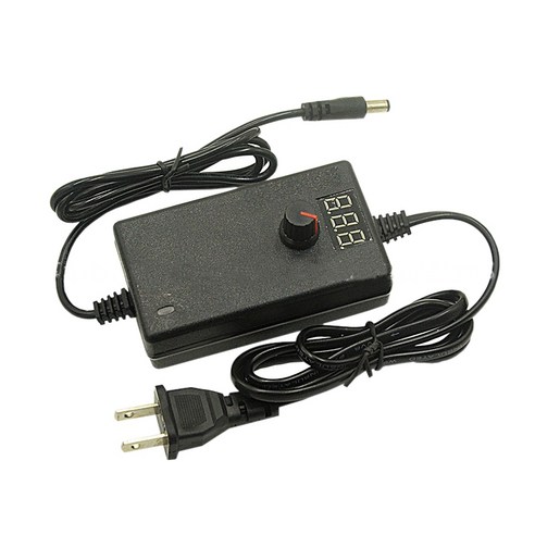 LED 디스플레이 - 미국 플러그와 유니버설 AC / DC 24W 전원 어댑터 조정 가능한 전압 3-12V 2A DC 컨버터, 하나, 검정