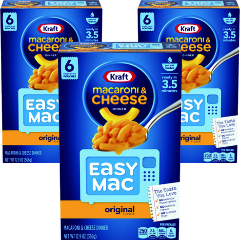 크래프트 이지 맥 마카로니 & 치즈 디너 6개입, 366g, 3개