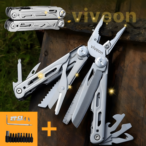 비브온 EDC 17 in 1 만능 맥가이버칼 멀티툴, 실버, 1개