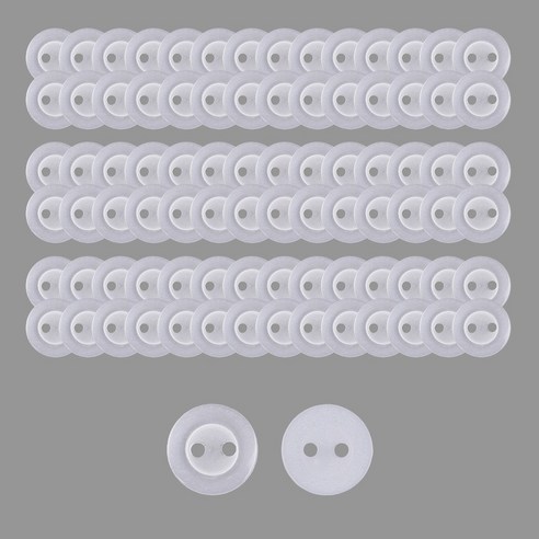 [모핸] 11mm 기본단추 3종, 90개, 반투명