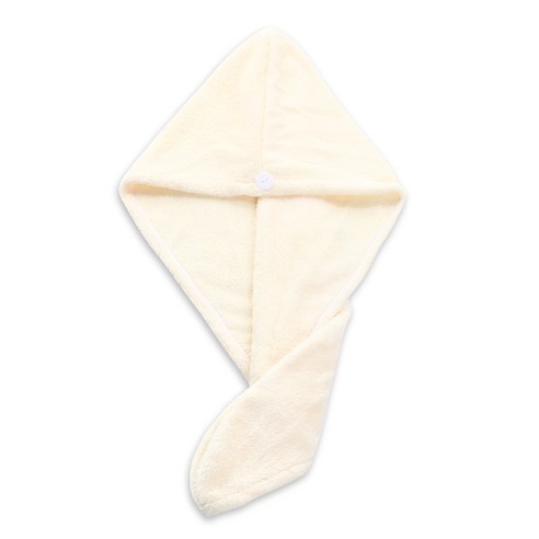 마른머리 모자 여자 흡수속 마른머리 두꺼운 삼각모 두꺼운 산호모 긴 모자 목욕모, 25x65cm, 쌀 흰자위