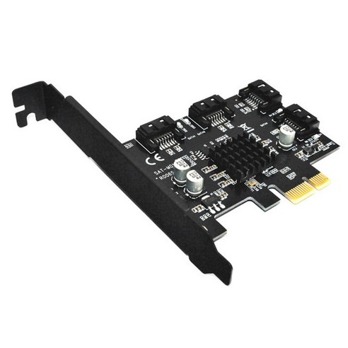 AFBEST PCI-E-SATA3.0 확장 카드 4포트 SATA3.0 6Gbps 88SE9215 어댑터 IPFS 하드 드라이브, 검은 색