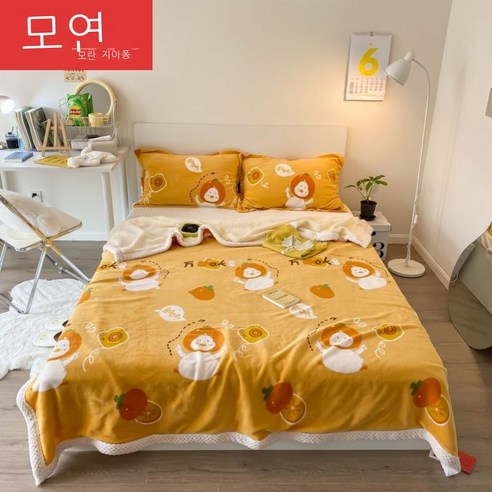 밀크 캐시미어 양탄자 가을 겨울 만화 양면 캐시미어 담요 캐주얼 두꺼운 보온 사무실 덮개 담요 잠 담요, 즐거운 오리