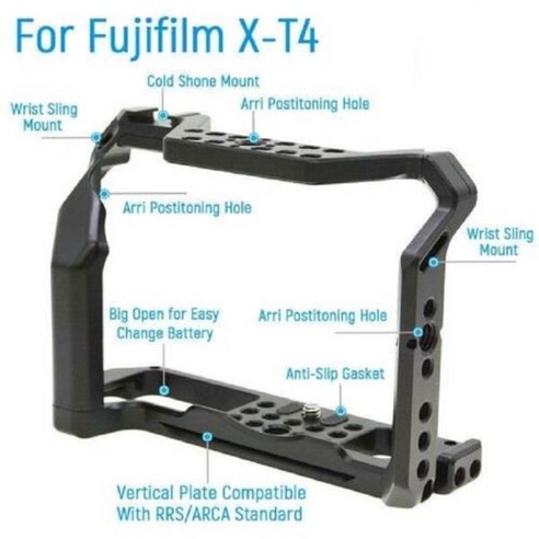 후지 XT4 카메라 케이지 필름 보호 신발 마운트 Mutiful 스레드 구멍 Arca 스위스 퀵 릴리스 플레이트, 01 Black