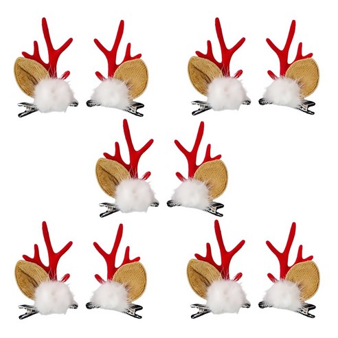 크리스마스 루돌프 머리핀 5개세트 사슴뿔 머리핀, 1개, 루돌프 머리핀_레드