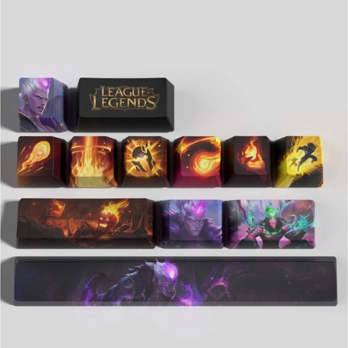 ZEUS 롤키캡 리그오브레전드 포인트 키캡 OEM 키보드 PBT 이중사출 게이밍 염료프린트 게임용 LOL 칼바람 랭크 장인 롤드컵 커스텀 앱코 독거미, 제조사축, 61.브랜드, LEAGUE OF LEGENDS
