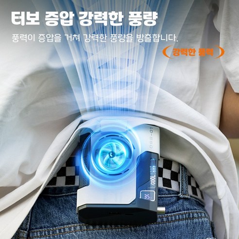 미가 2in1 허리선풍기+보조배터리 휴대용 선풍기 아웃도어 USB 미니 선풍기 10000mAh, 화이트