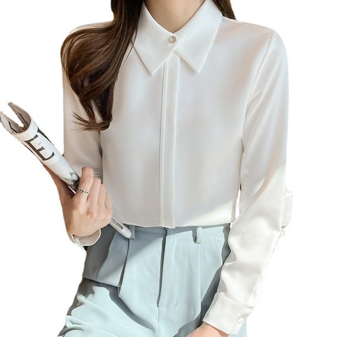 ANKRIC 셔츠블라우스 커리어 쉬폰 블라우스 여 긴팔 2022년 봄 패션 센스셔츠 블라우스 겉옷