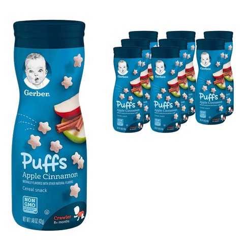 거버 퍼프 시리얼 스낵 42g, 애플 시나몬 (Apple Cinnamon), 9개