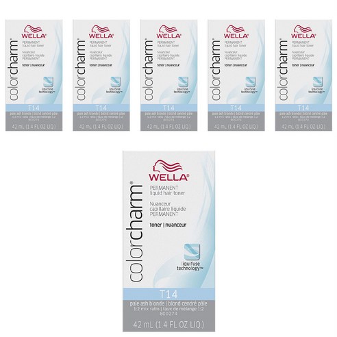 웰라 컬러참 영구 액상 헤어 토너 42ml, T14 Pale Ash Blonde, 6개