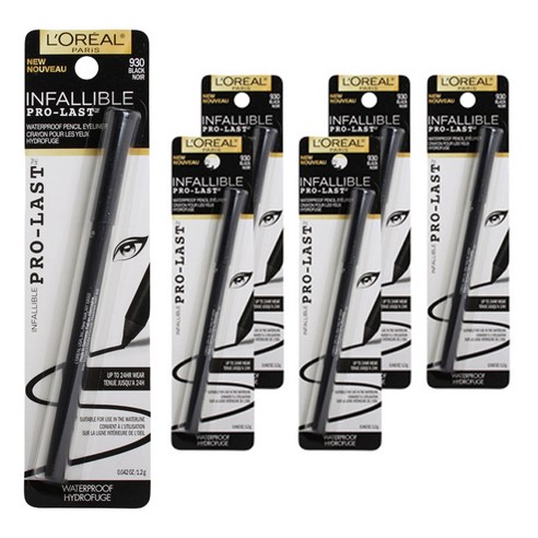 로레알파리 인팰러블 프로-래스트 펜슬 아이라이너 워터프루프 1.2g, Black, 6개