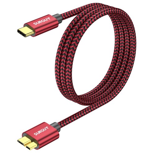 SUNGUY USB C타입 to 마이크로B 외장하드 케이블 10Gbps, 1개, 레드, 3m