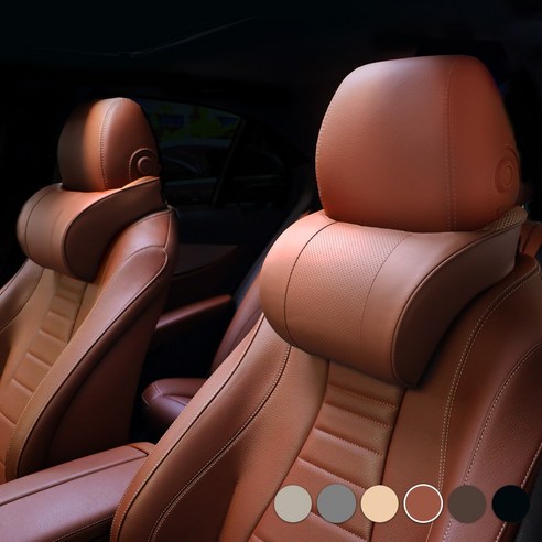 엔칸타 세이프레더넥 가죽 메모리폼 차량용 목쿠션, 2개, 브라운