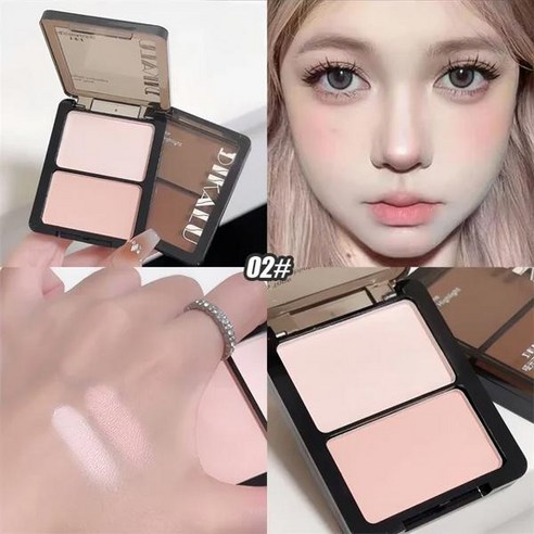 3D 페이셜 브론저 섀도우 하이라이터 컨투어 팔레트 – 2톤 지속 매트 코 메이크업 [01] 컨투어플러스원