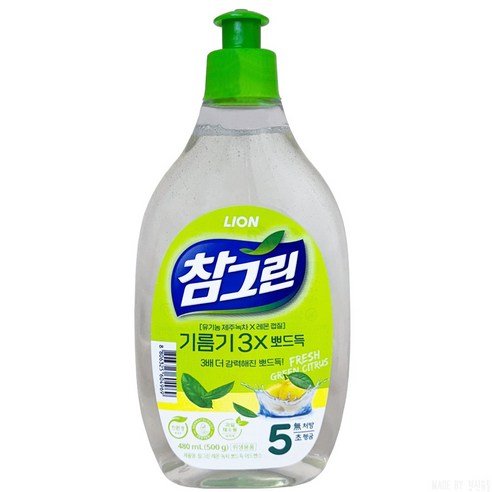참그린 레몬 녹차 뽀드득 어드밴스 주방세제, 500g, 1개