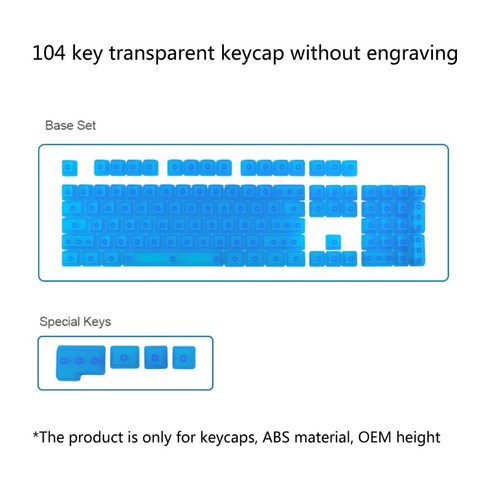 컴퓨터 게임 애호가를위한 Keycap 기계적 키보드를 통해 ABS 빈 OEM 빛, 투명한 파란색