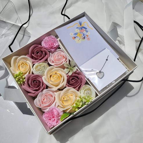 용돈박스 꽃박스 하트 목걸이셋트 성년의날 선물 로즈데이선물