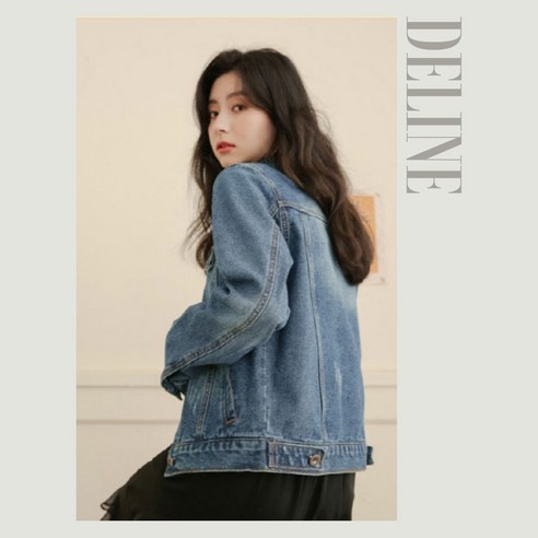 스타일과 기능성을兼備한 봄/가을용 DeLINE 여성 빈티지워싱 데님 청자켓