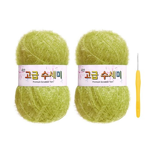 울클럽 별꽃수세미 DIY 고급수세미실 80g 2볼 + 코바늘 6호 (동영상제공), 159그린버터