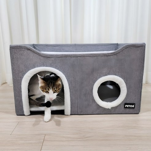 고양이를 위한 편안함과 따뜻함이 담긴 PETCA 고양이 하우스 2층 숨숨집 플러스