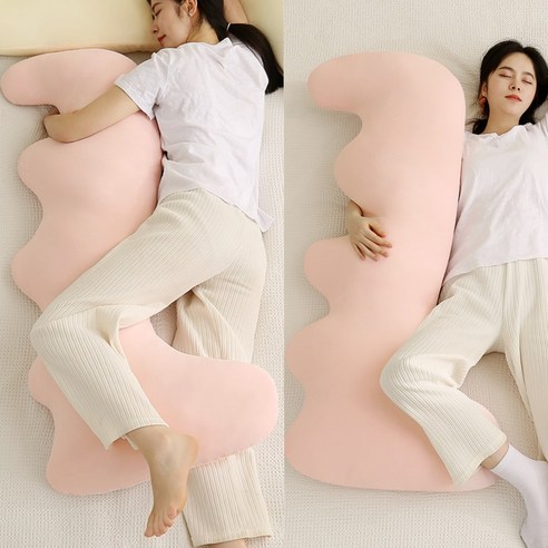 편안한 쿨링 웨이프형 바디필로우 롱쿠션 순면 안고자는 아이스 냉감 긴베개, 연핑크