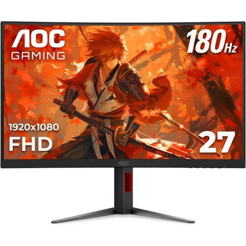 AOC C27G2Z 27 커브드 프레임리스 초고속 게이밍 모니터 FHD 1080p 0.5ms 240Hz FreeSync HDMIDPVGA 높이 조절 가능 3년 제로 데드 픽셀, 27