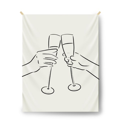 [ 드로잉모드 ] 홈인테리어 감성 행잉 가리개커튼 패브릭포스터, Cheers