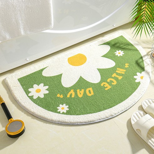 따뜻한 꽃받침 욕실매트 미끄럼방지 물흡수매트 거실침실카펫 테이블매트입니다., 선플라워 그린 8 캐시미어 모조입니다.