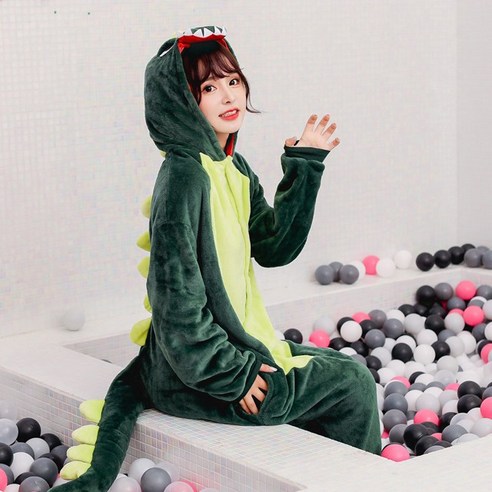 말랑마쥬 초록공룡 극세사 동물 수면잠옷 반티