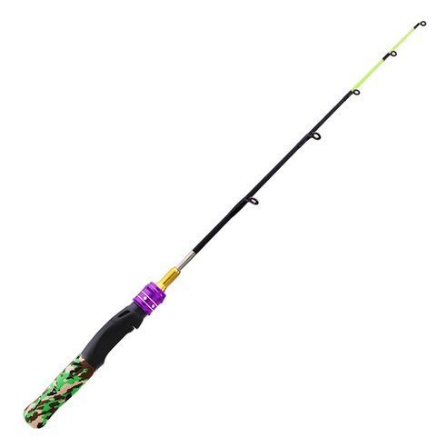 Xzante 짧은 개폐식 낚싯대 얼음 61Cm 스트레이트 핸들 겨울, 위장 & 블랙