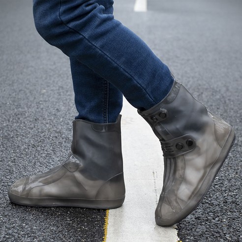 미끄럼 방지 내마모성 신발 커버 방수 신발 커버 레인 신발 커버, 사출 성형 갈색 낮은 실린더, XL(230-235)