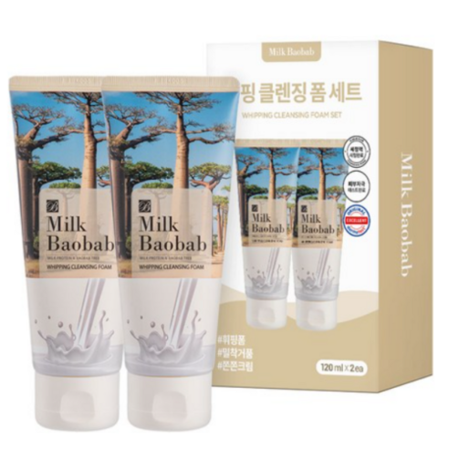 밀크바오밥 휘핑 클렌징 폼, 120ml, 2개