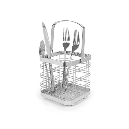 스펙트럼 컨템포 큐브 캐디 수저통 25.4 x 12.7 x 12.7cm, Silverware, 1개
