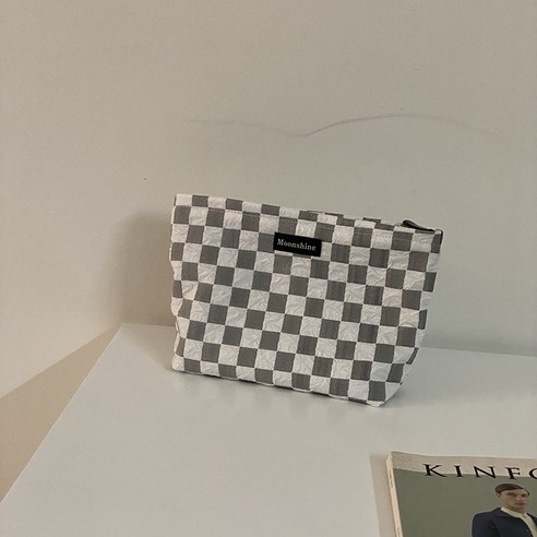 DFMEI 버블 대비 컬러 격자 무늬 화장품 가방 저장 가방 휴대용 워시 가방 대용량 저장 가방 마무리 가방 로션 브러쉬 가방