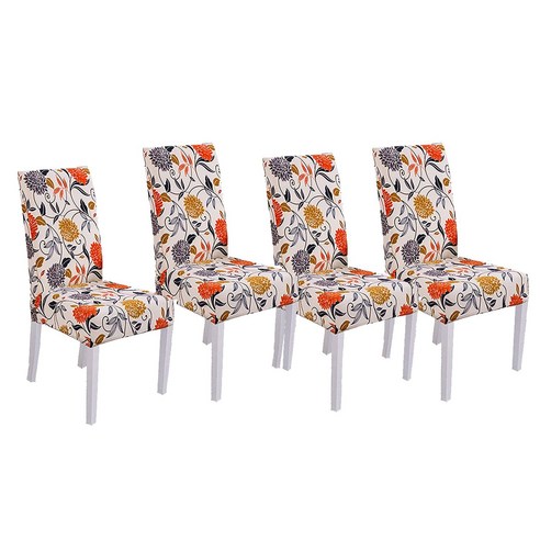 4pcs 의자 슬립 커버 식당 의자 좌석 커버 파티 보호를위한 의자 보호대 범용 적합 꽃 포도 나무, 하나, 보여진 바와 같이