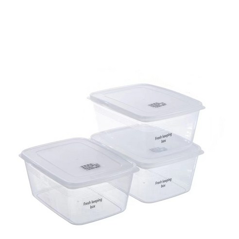 The 사각 밀폐용기 냉장고 정리용기 전자레인지용 보관용기, 4세트, 2000ml x3p