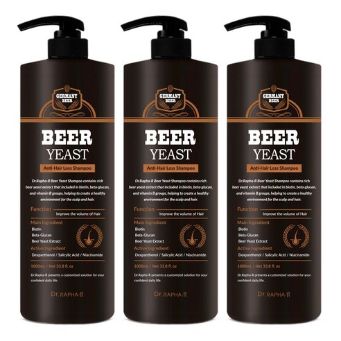 닥터라파알 독일산 맥주효모 비오틴 모발볼륨 개선 탈모 샴푸, 1000ml, 3개