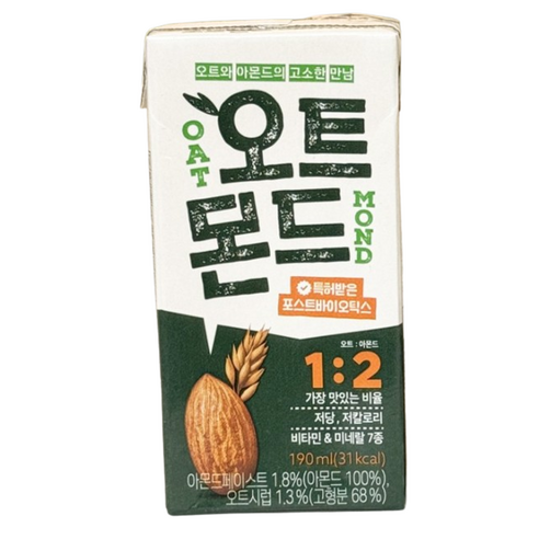 롯데칠성 오트몬드 저당 저칼로리, 190ml, 24개