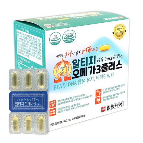 일양약품 알티지 오메가3플러스 60캡슐 혈행개선 눈건강 영양제 멀티비타민, 60정, 1박스