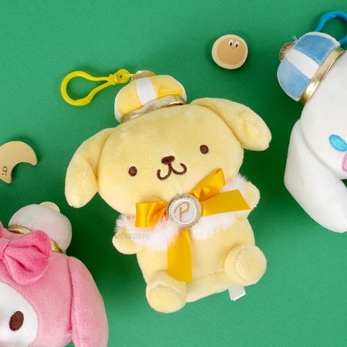 산리오 인형 뽀송가방걸이 가방고리 13cm 정품 인형 키링, 폼폼푸린