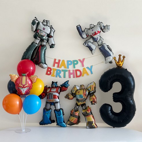 헬로카봇 로보트 풍선 생일파티 풍선세트, 블랙3