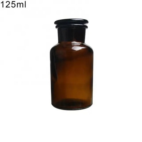 30/60/125/250/500ml 갈색 넓은 입 시약 병 보관 용기 실험실 용품, [04] 125ml, 1개