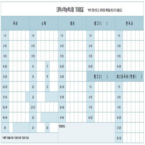 수능 가채점표 수험표 뒤 부착 스티커, 20개입 수능완성