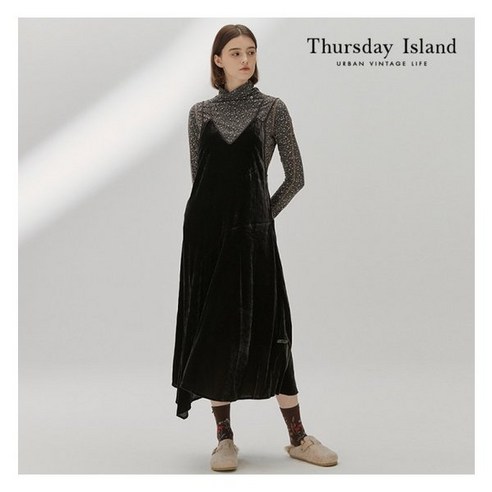 써스데이아일랜드 [Thursday Island] 벨벳 슬립 원피스 (T218MOP266W)