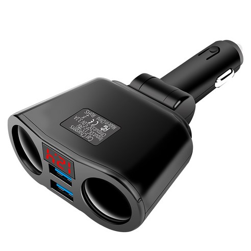 차량용 충전기 3 1A 듀얼 USB 자동차 2 포트 LCD 디스플레이 12 24V 담배 소켓 라이터 고속 전원 어댑터 스타일링, Black