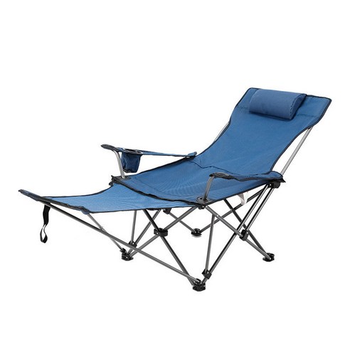 야외 접이식 의자 안락 의자 휴대용 등받이 의자, 긴 파란색 전체 천