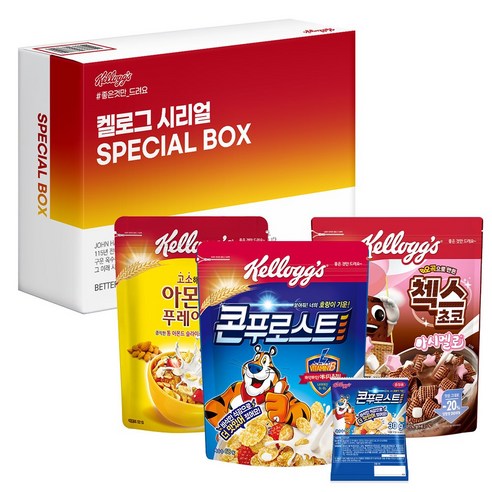 켈로그 BEST 시리얼 4종 모음 B (콘푸로스트 아몬드푸레이크 첵스초코마시멜로), 1개, 1.03kg