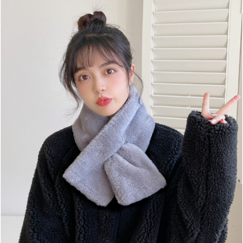 형아놀이터 쁘띠 숏 부드러운 여성목도리 편한목도리 캠핑목도리, 그레이, 1개