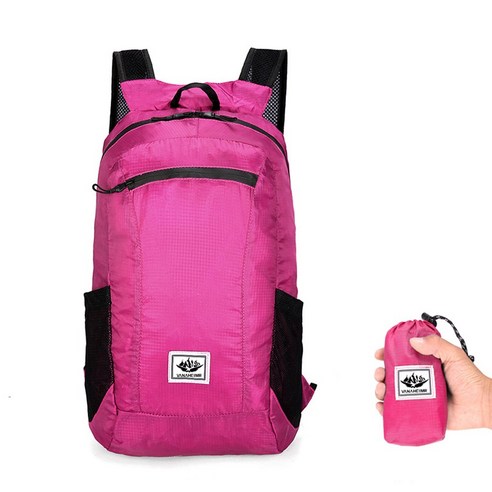 포켓백팩 87g 초경량 기능성 가방 생활방수 아웃도어 등산 라이딩, 핑크